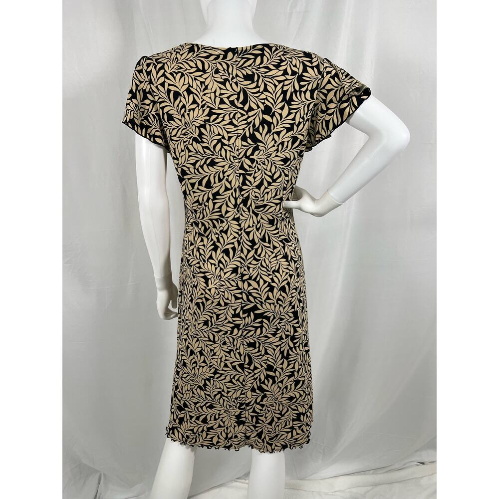 New York and Co Short Sleeve Black and Tan V-Neck Shift Dress Size Large - Picture 3 of 7